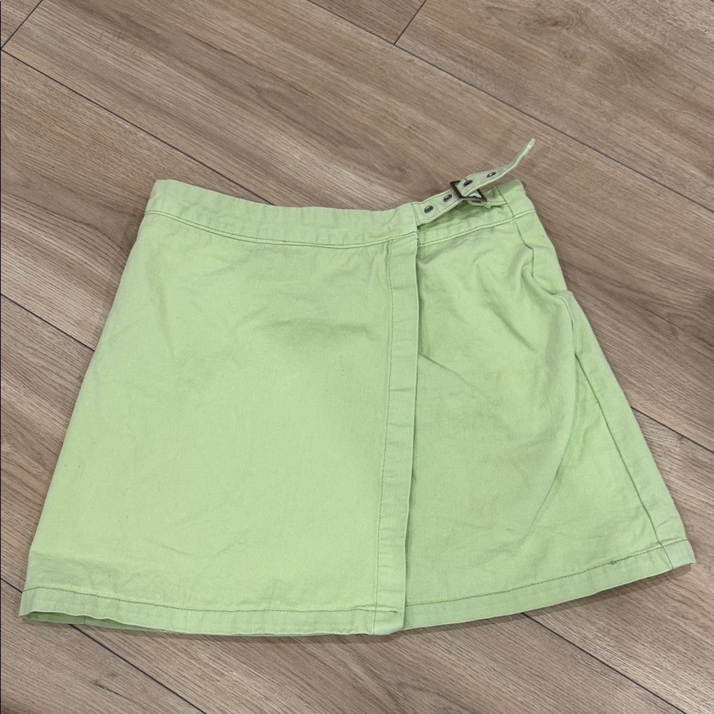 Mint Green Mini Skirt with Buckle Detail